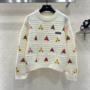 Miu Miu ♥ 2025 New Arrival Embroidered Floral Knit Sweater